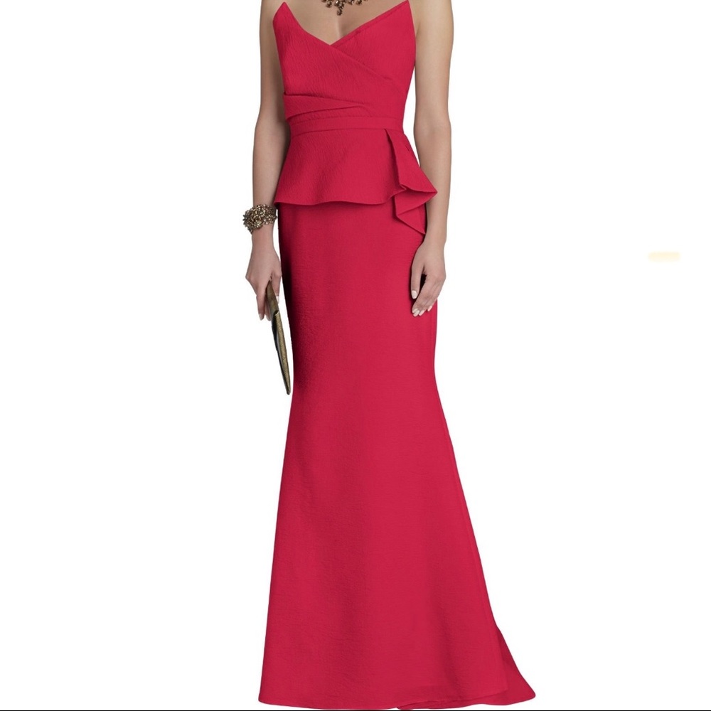 BCBG MAXAZRIA Gracie Strapless Peplum Gown